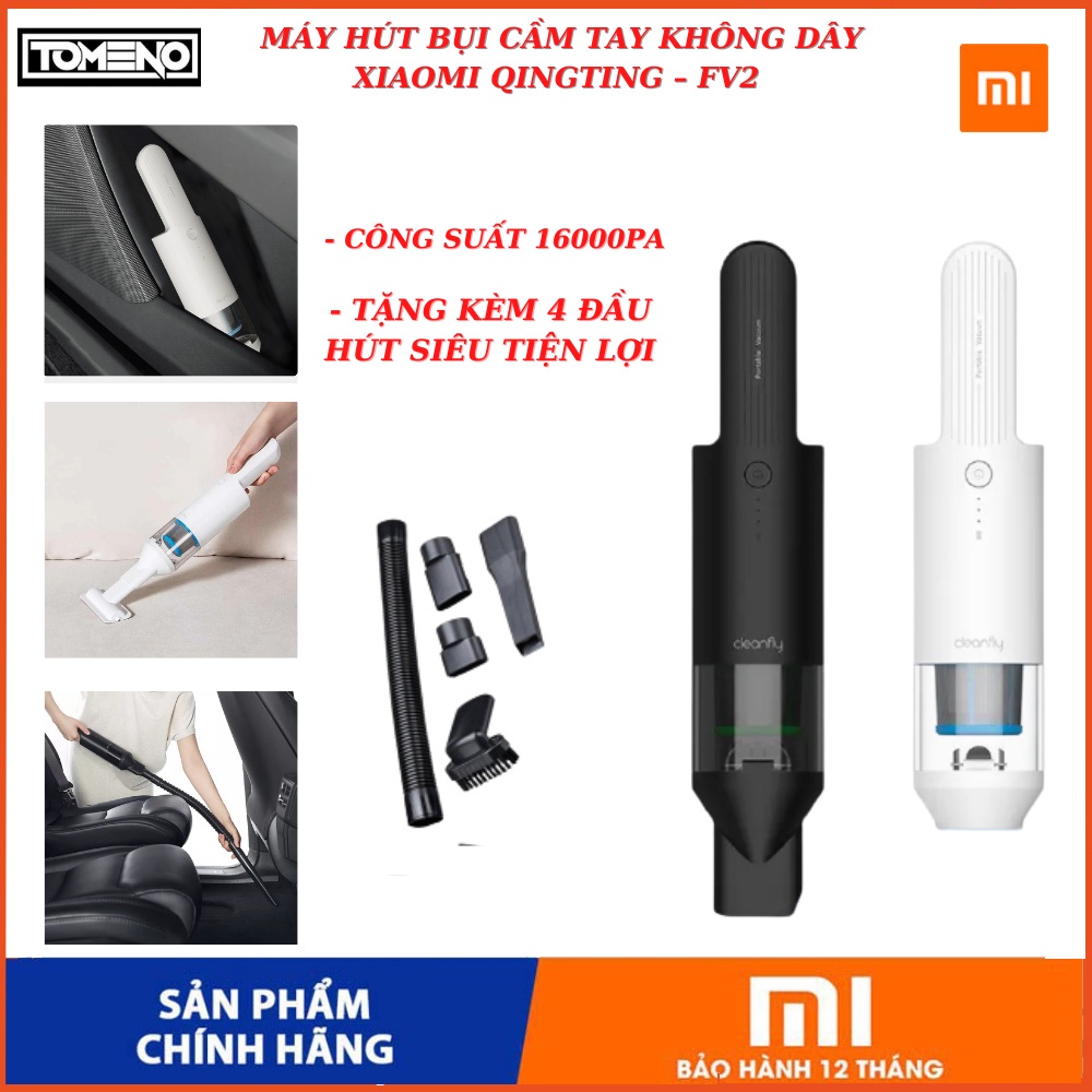 Máy hút bụi xiaomi , máy hút bụi không dây , cầm tay , QingTing - tặng kèm 4 đầu hút - hút siêu mạnh 168000 Pa , tomeno