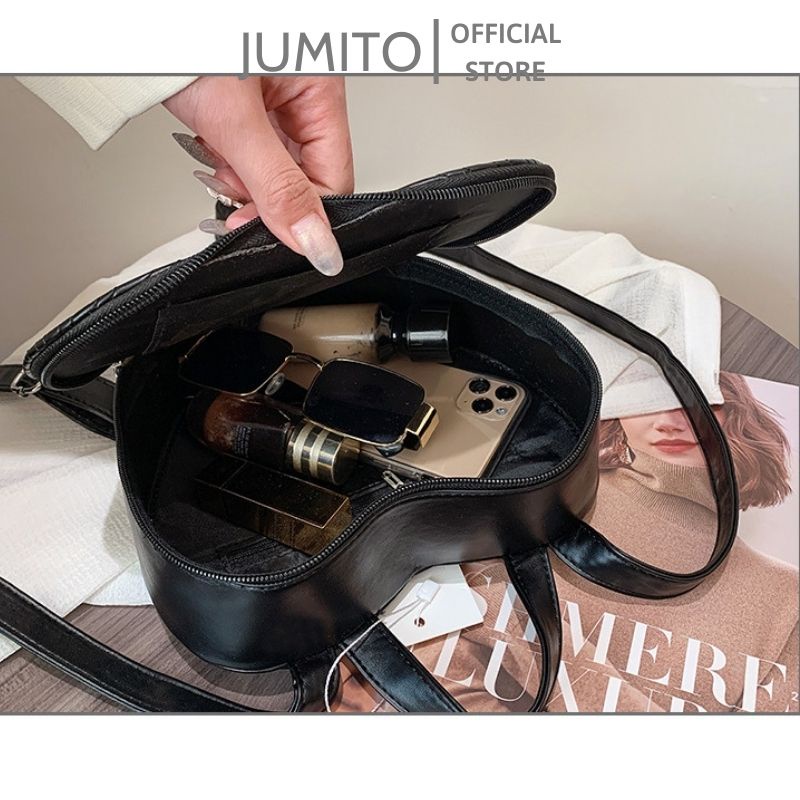 Balo nữ hình tim Thuỷ Tiên size 25cm vân nổi siêu xinh đủ màu JUMITO SF690