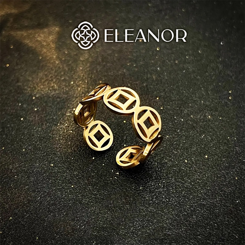 Nhẫn nữ titan Eleanor Accessories mặt kim tiền may mắn phụ kiện trang sức 4340