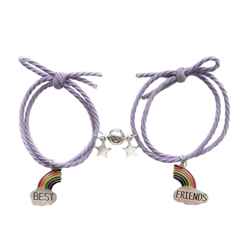 1 Cặp Vòng Tay Dây Bện Mặt Chuông Màu Cầu Vồng Có Thể Điều Chỉnh Kích Thước Dành Cho Cặp Đô dreamdiary