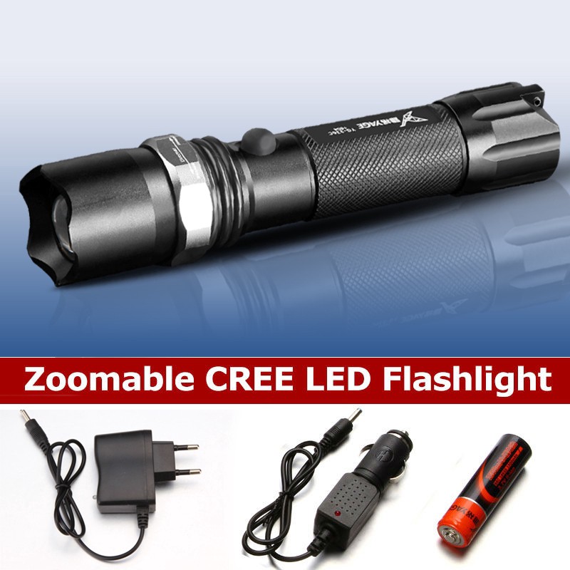 Waterproof Tactical Flashlight 1800mAh 18650 Rechargeable Flash Light Cree XP-E LED Flashlight Touch Lantern Lotus Head Metal