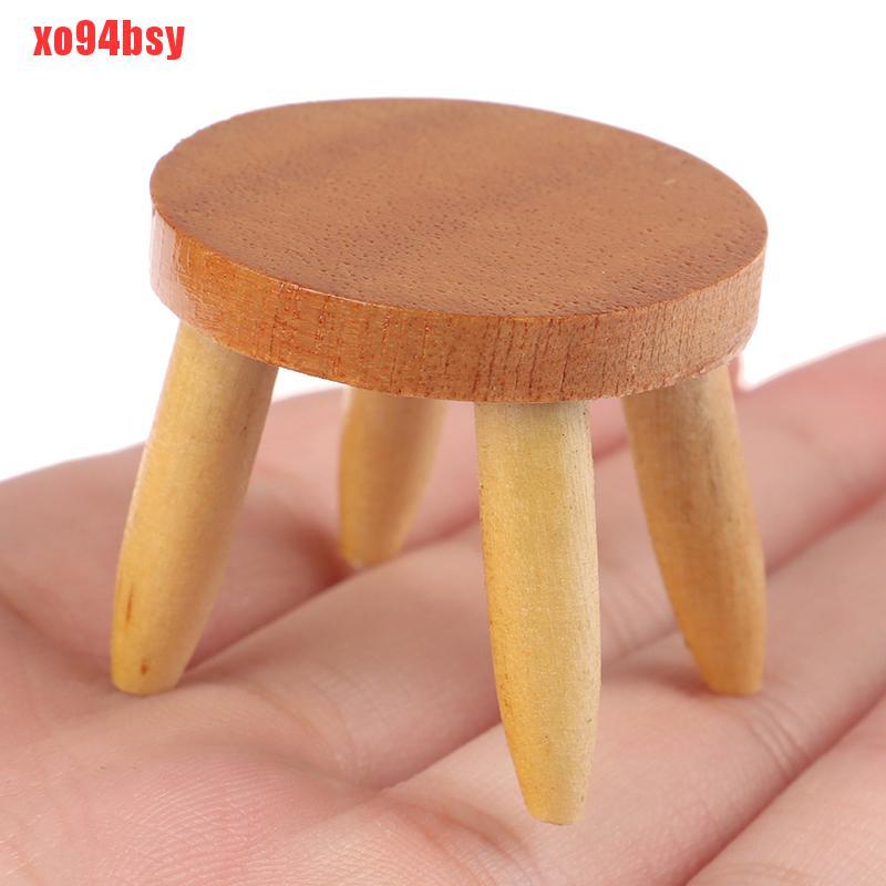 [xo94bsy]1:12 Dollhouse Miniatures Wood Stool Chair Bench Model Doll House Accessories