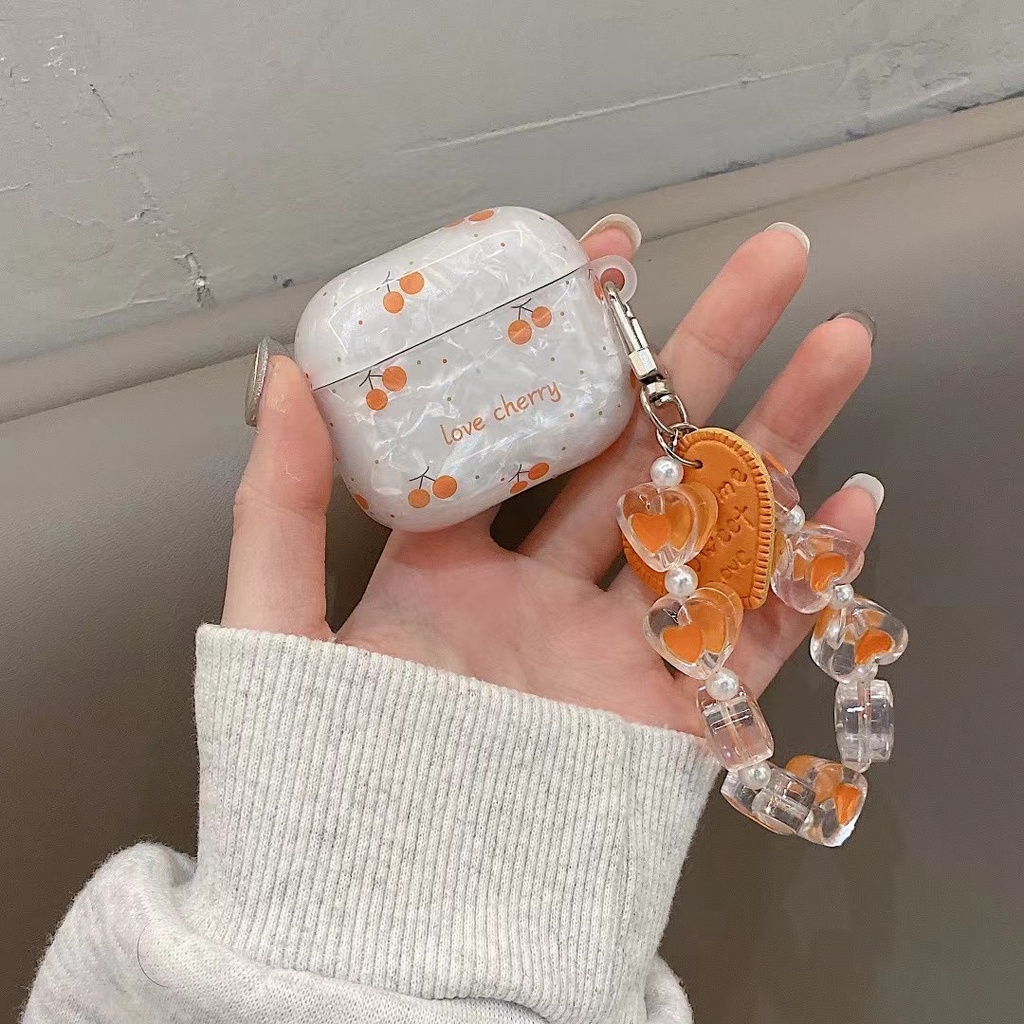 Vỏ Bảo Vệ Hộp Sạc Tai Nghe Bluetooth airpods 1 2 pro 3 Bằng tpu Mềm Gắn Dây Xích Họa Tiết Trái Tim Và Trái Tim Xinh Xắn