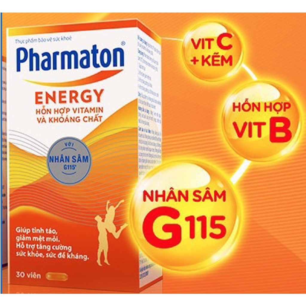 PHARMATON Energy – Bổ sung vitamin & khoáng chất với nhân sâm G115 chuẩn hóa.