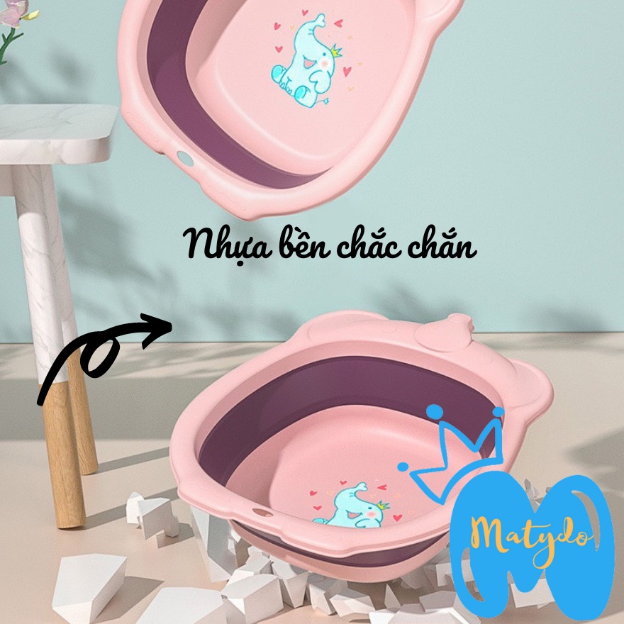 Chậu rửa mặt cho bé sơ sinh gấp gọn chất liệu silicon an toàn cho trẻ hình chú voi