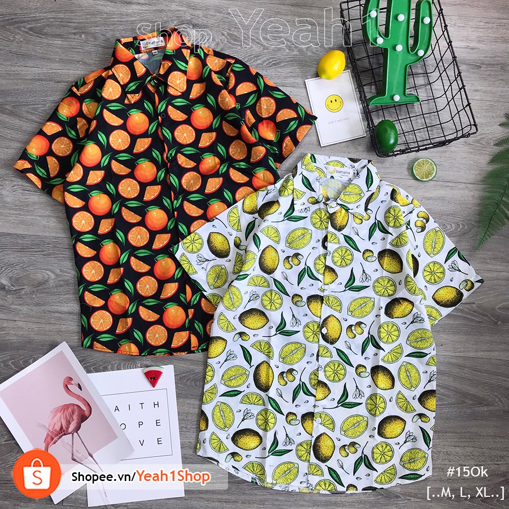 [Yeah1Shop]- Áo sơ mi trái cây cam /chanh (M, L, XL) (SMHH)
