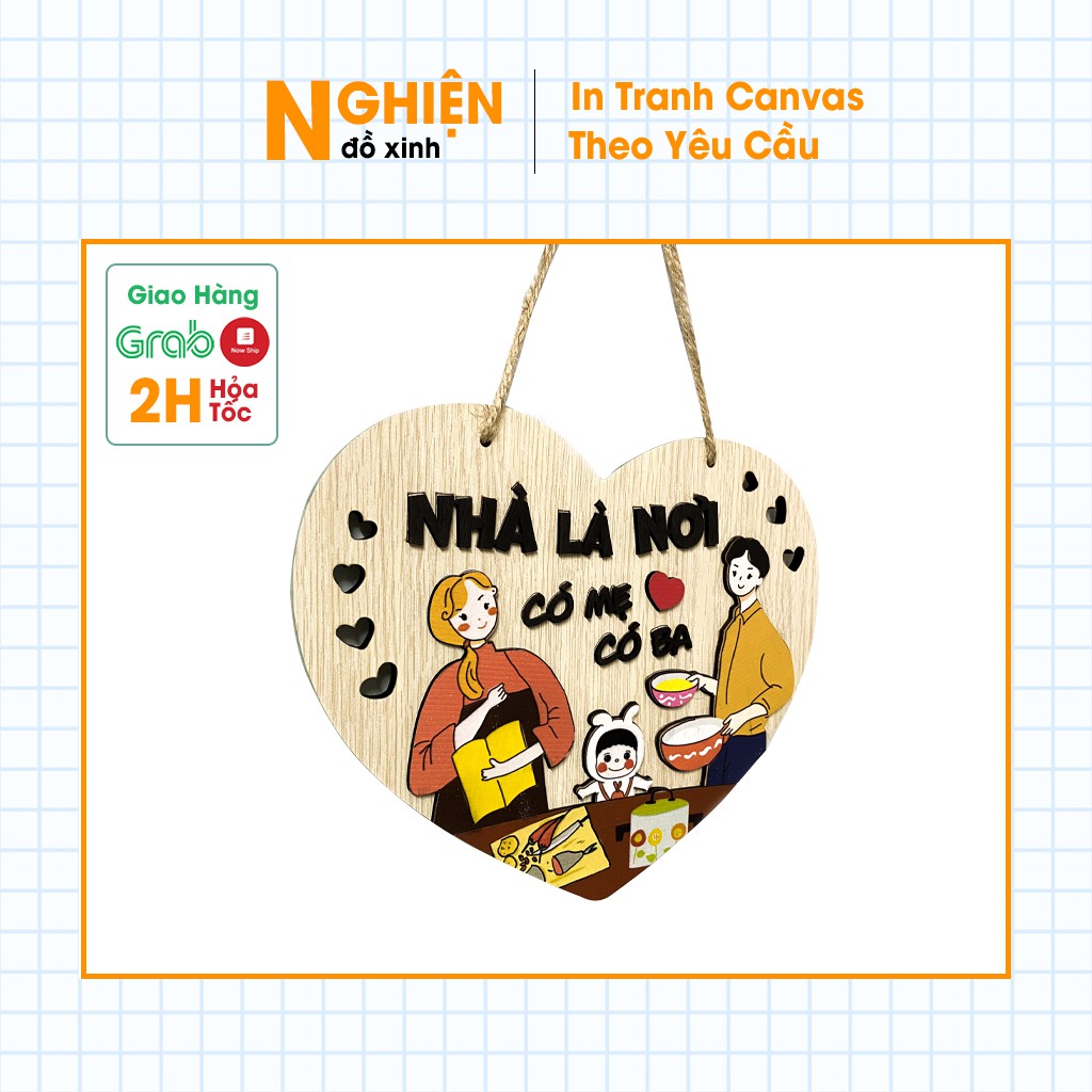 Bảng Gỗ Nhà Là Nơi Có Mẹ Có Ba Dễ Thương, Trang Trí Phòng Cho Bé | BigBuy360 - bigbuy360.vn