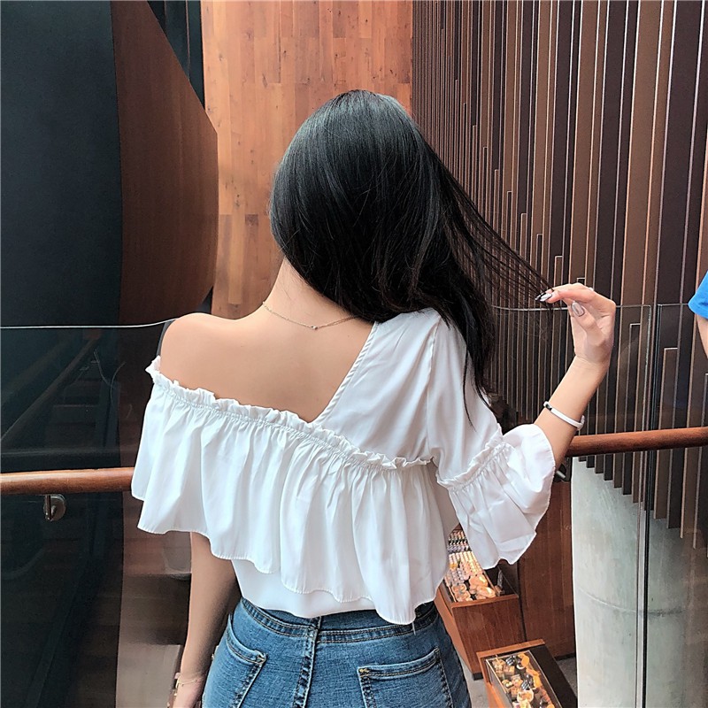 Áo trễ vai nữ bánh bèo Thucucstore Áo hở vai phong cách tiểu thơ Hàn Quốc hàng Quảng Châu SM03