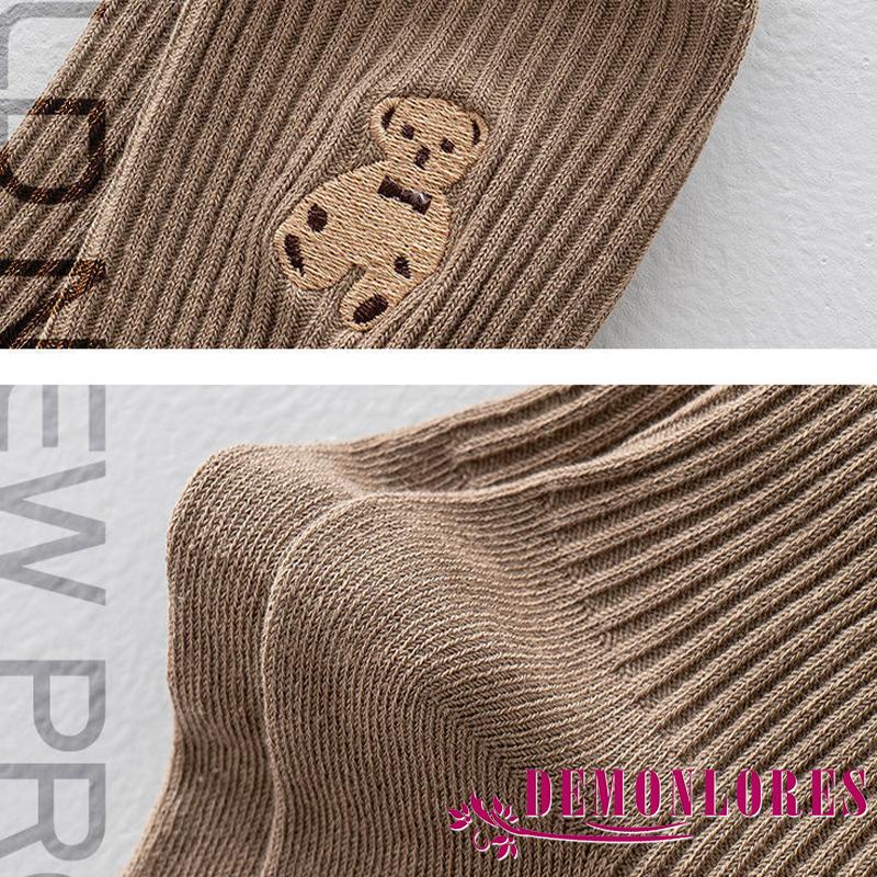 Vớ cotton mềm 6 màu họa tiết gấu dễ thương cho nữ