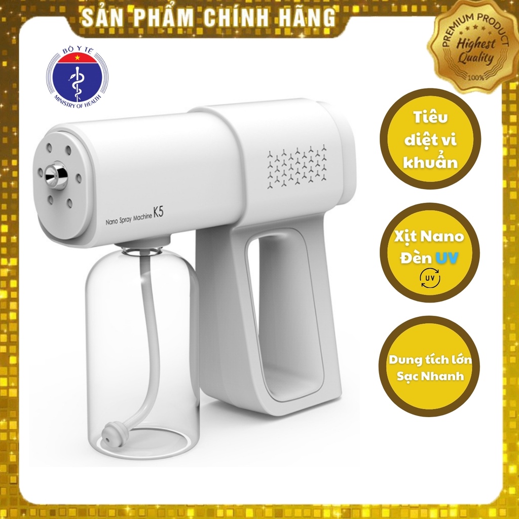 Súng xịt khuẩn -  Máy phun sương Nano cầm tay DIỆT vi khuẩn Virus tia UV an toàn cho bé