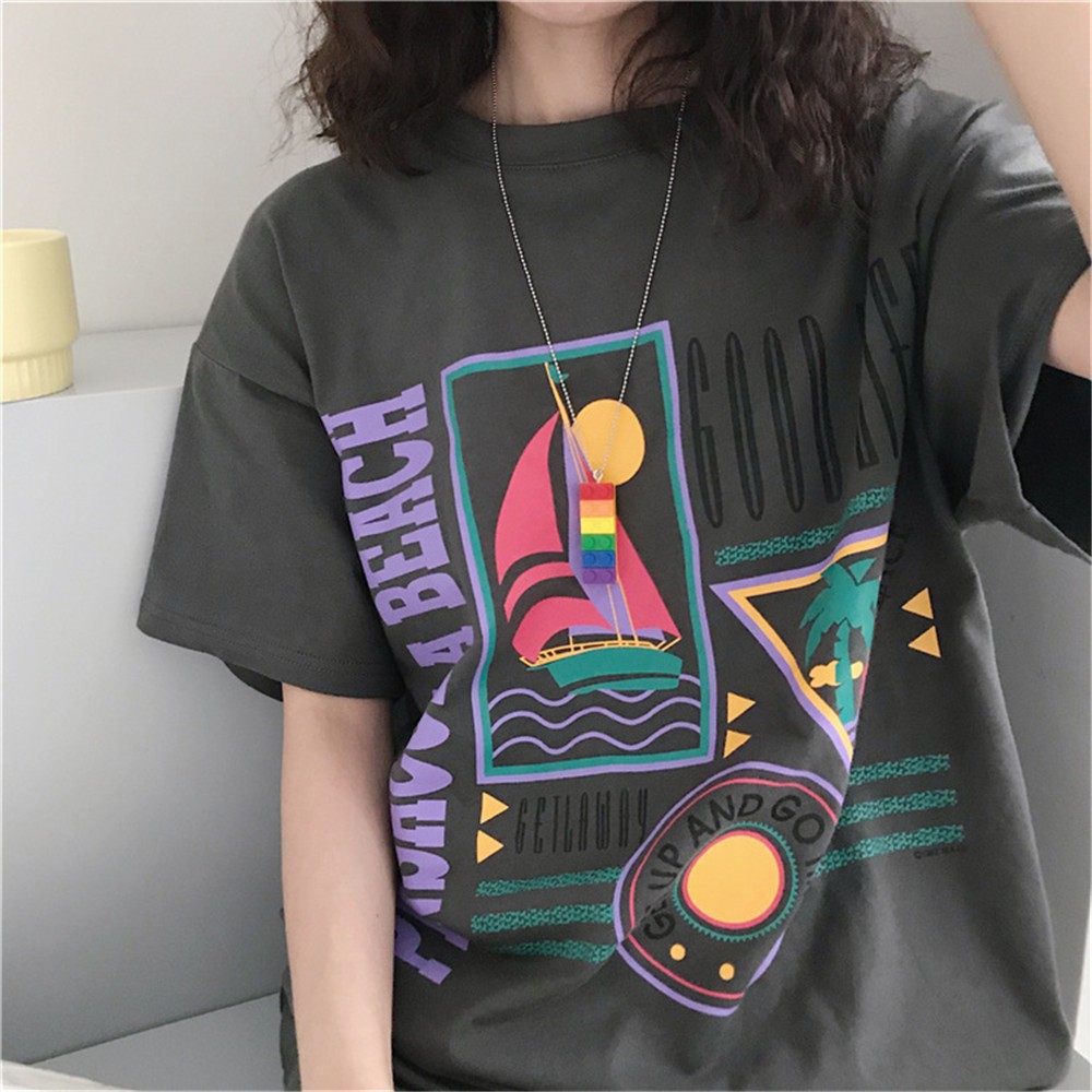 Vòng cổ mặt khối lập phương cầu vồng phong cách harajuku