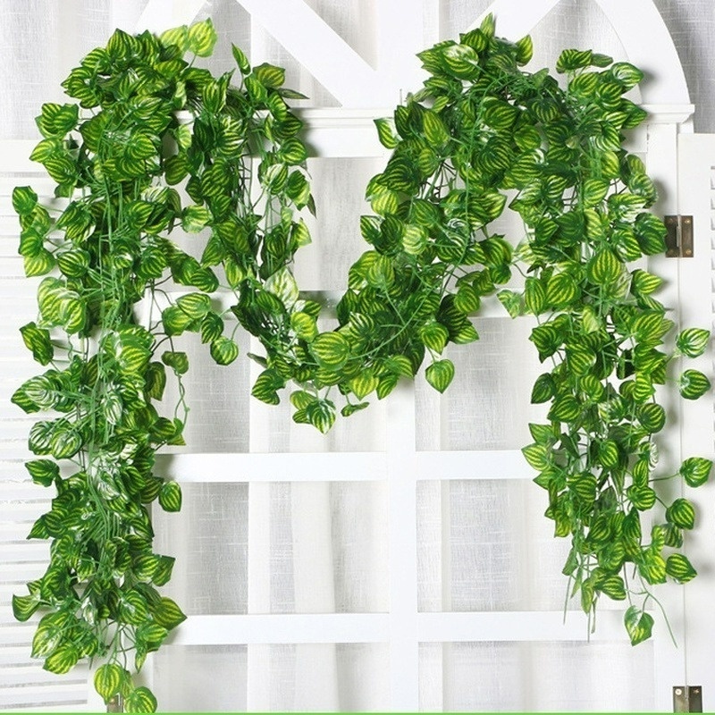 Set 12 Dây Lá Thường Xuân Nhân Tạo Dài 2m Dùng Trang Trí ​Phụ Kiện Trang Trí Sân Vườn Đám Cưới