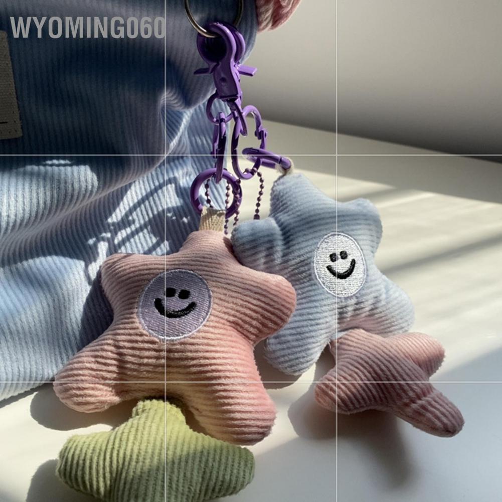 Wyoming060 Cute Keychain Corduroy Cartoon Pattern Pendant Decoration for Women's Bag