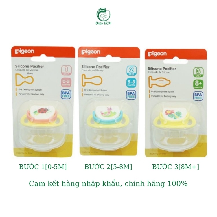 Ti ngậm Pigeon Silicon cao cấp bước 1,2,3 cho bé từ 0-8m+
