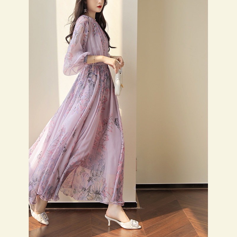 Đầm Giả Lụa Cao Cấp Thời Trang Mùa Hè Pháp Thanh Lịch
