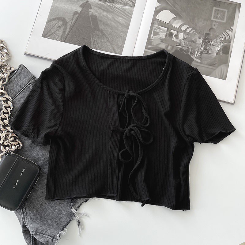 NUZIRO  Áo croptop hai dây + áo khoác cardigan ngắn tay thời trang Hàn Quốc 2021 cho nữ
