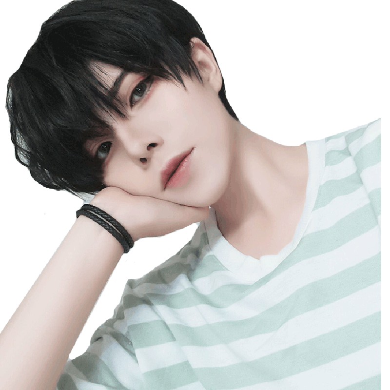 Tóc giả kiểu ngắn thẳng màu đen tự nhiên thời trang dành cho nam