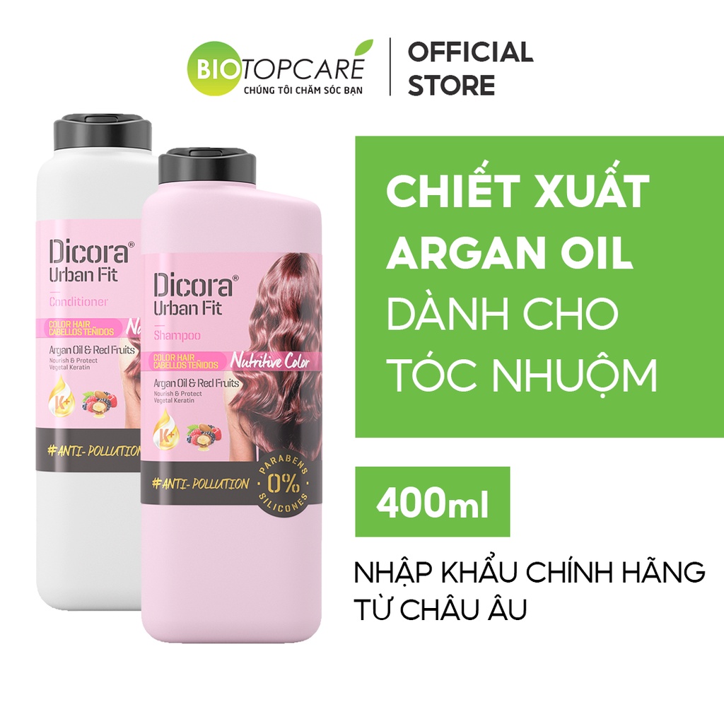 Cặp dầu gội-xả dành cho tóc nhuộm Dicora Urban Fit chiết xuất tinh dầu Argan 400ml - BioTopcare Official