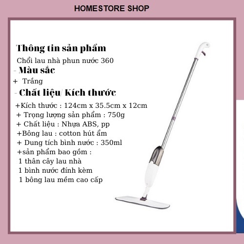 [HÀNG CAO CẤP] Cây lau nhà phun sương thông minh xoay 360 độ cán dài 125cm siêu sạch