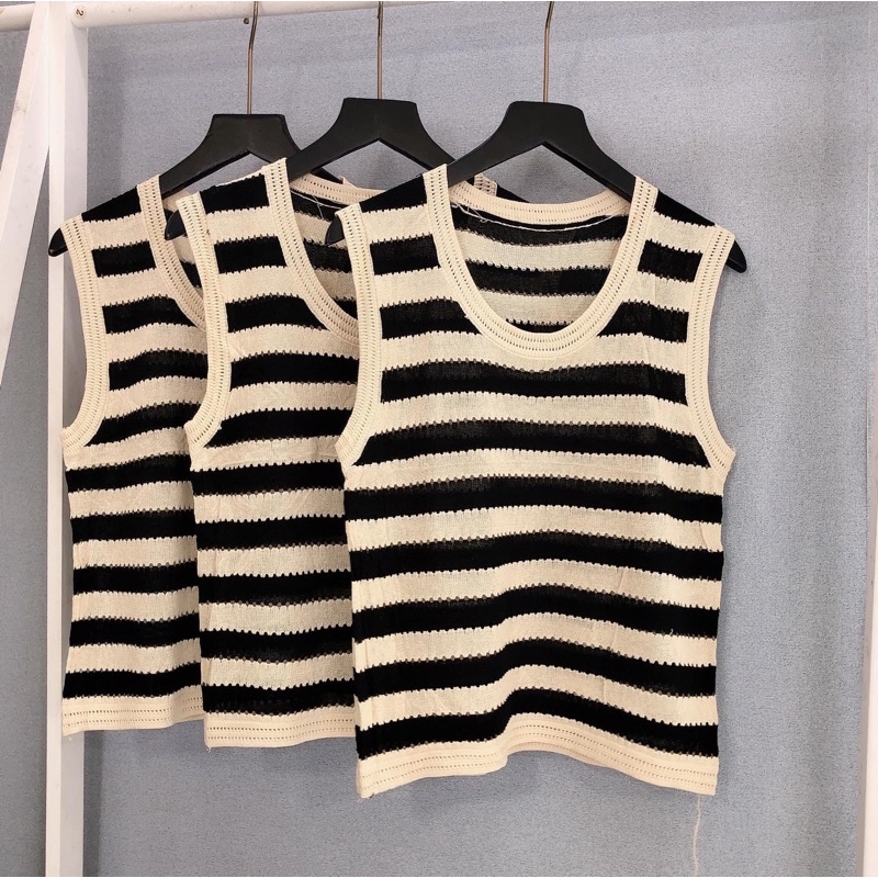 Áo ba lỗ nữ len dệt kim lỗ QC 3 màu hot hit