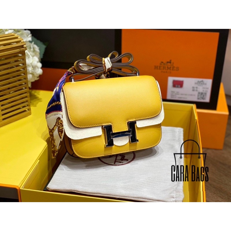 +Túi xách HM đeo chéo da sần, da Epsom size 19 tặng kèm khăn quấn túi