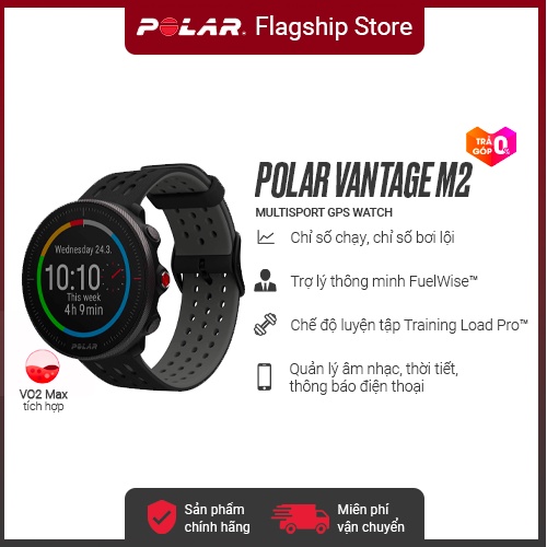 Đồng hồ thông minh Polar Vantage M2, GPS, Runner, Đạp xe, Bơi lội, Đo nhịp tim, Đo Spo2 - Bảo Hành 24 tháng CHÍNH HÃNG
