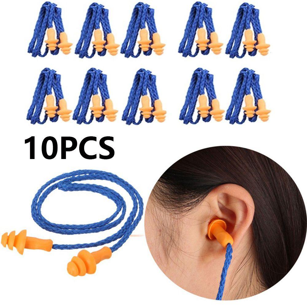Set 10 Nút Bịt Tai Bằng Silicone Mềm Chống Ồn Có Thể Tái Sử Dụng