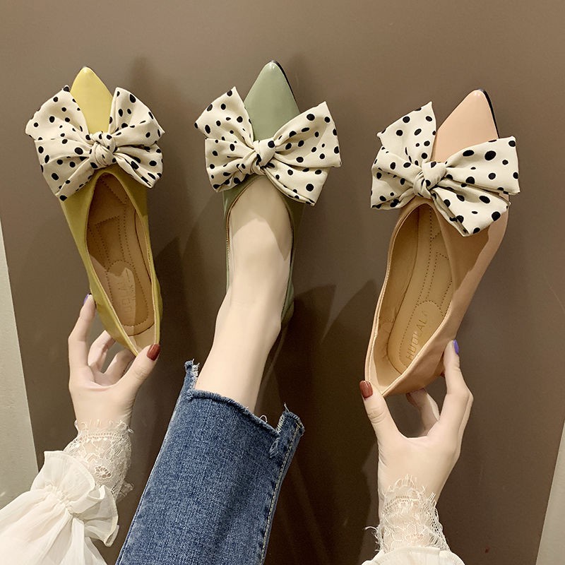 [spot] fashion shoes women sandals trend net red pointed bow tie sandals women's shoes single shoe