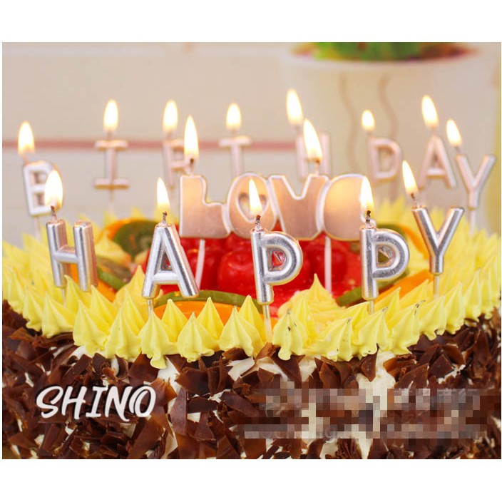 Nến sinh nhật nhũ chữ HAPPY BIRTHDAY