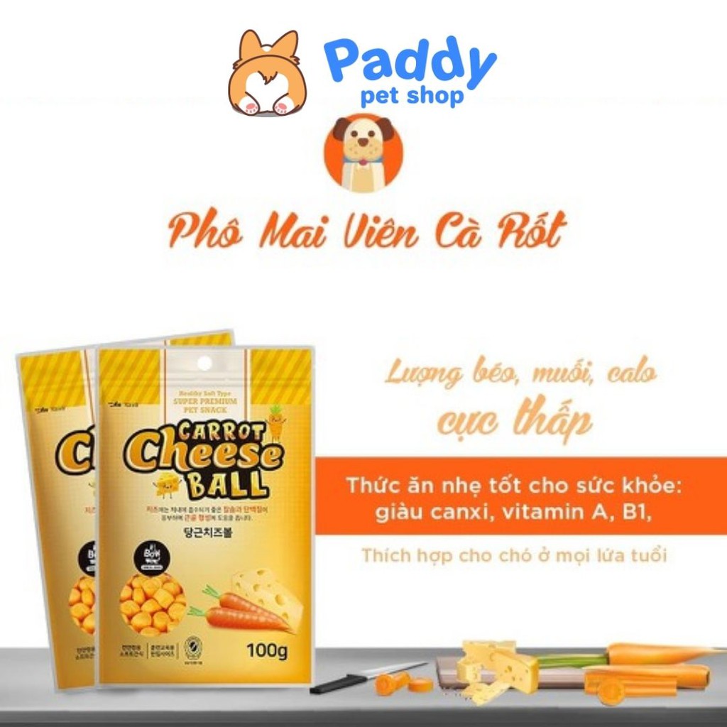Phô Mai Viên Cà Rốt BowWow Snack Cho Chó (100g)
