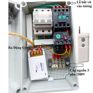 Điều khiển từ xa  động cơ 3 pha 380V tầm xa 1km, điều khiển từ xa máy bơm 3 pha, điều khiển từ xa máy rửa xe