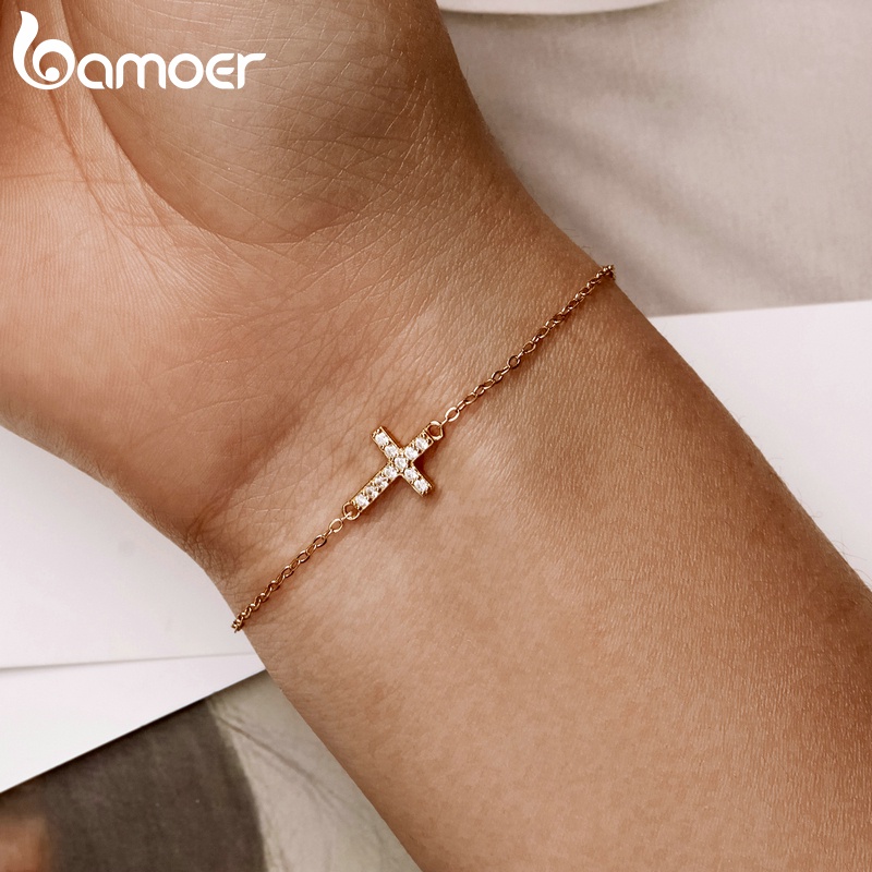 Vòng tay BAMOER bạc 925 mặt thánh giá thời trang dành cho nữ