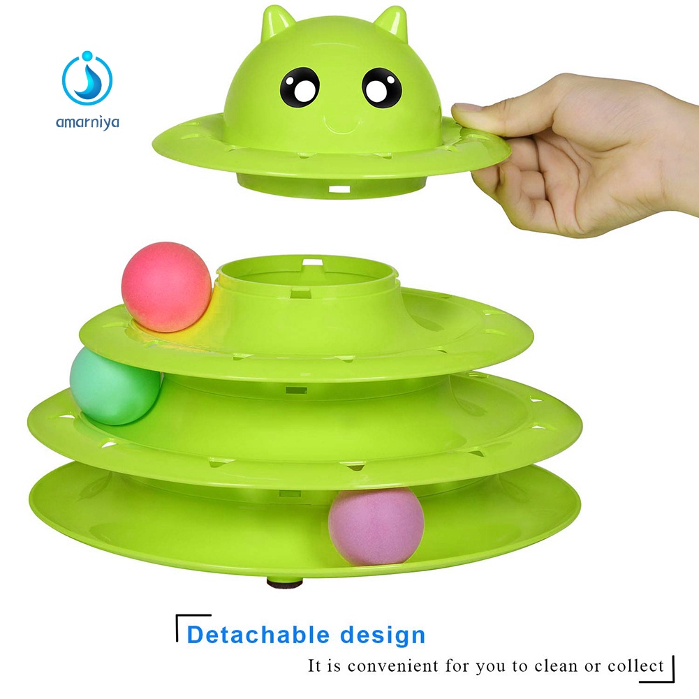 Đồ Chơi Tháp Bóng Lăn 3 Cấp Độ Nhiều Màu Sắc Chống Trượt Cho Mèo