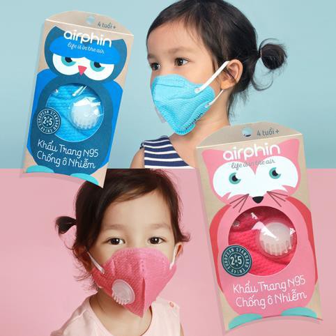 Khẩu trang chống ô nhiễm Airphin Pollution Mask PM2.5 FFP2 trẻ em