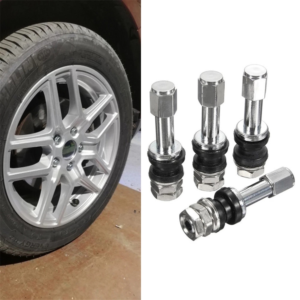 Nắp van bánh xe hơi/ xe máy/ xe đạp không ruột bằng hợp kim nhôm màu đỏ TR48E màu đen