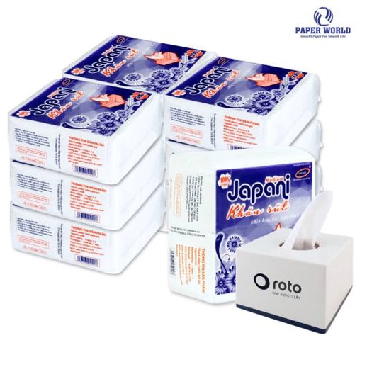 Combo 10 - 20 gói Khăn giấy ăn rút 2 lớp 500 tờ JAPANI | Thế Giới Giấy | 100% bột giấy nguyên sinh | JP500X