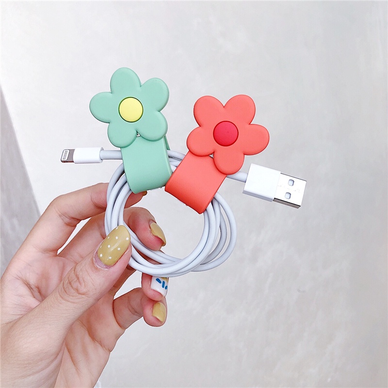 Dây khóa quấn dây cáp sạc điện thoại di động kiểu hoạt hình dễ thương