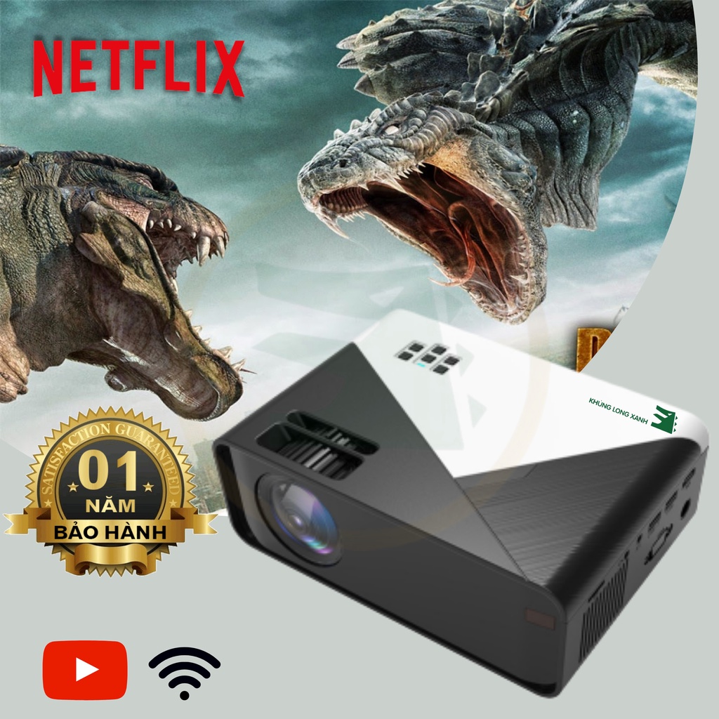 Máy Chiếu Mini Khủng Long Xanh T1080 HD Kết Nối Không Dây Xem phim bóng đá, neflix Tặng dây hdmi cho bản T1080.