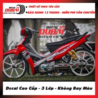 Tem trùm dán xe sirius 110 đỏ bạc spark nano