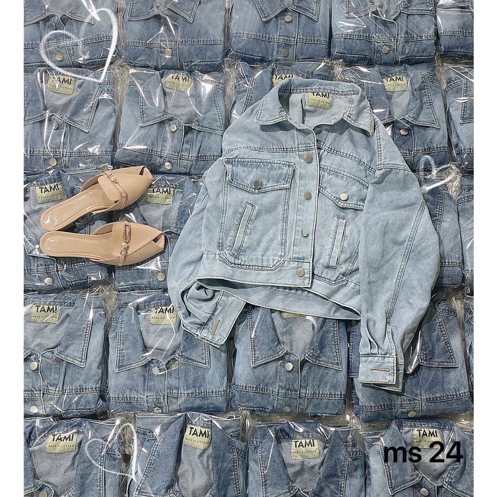 FREESHIP áo khoác jean nữ TAMI croptop túi to m24