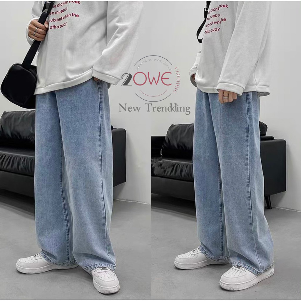 Quần jeans bò nam-nữ ống rộng,quần ống rộng nam cá tính phong cách Hàn Quốc BATIR