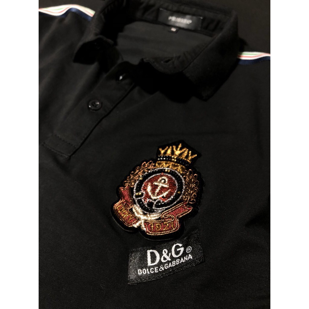 Áo thun nam cá sấu phối logo vương miện sọc vai cao cấp AHQ208