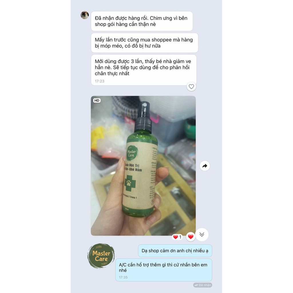 Xịt Ve Ghẻ Chó Mèo MASTERCARE Ngừa Nấm Giảm Ghẻ Ve Hiệu Quả Tức Thì Trên Người Bé 100ml