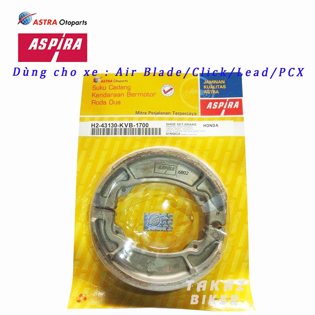 Bố Thắng Đùm Sau Hiệu Aspira Dùng cho xe : AB / Click / Lead / PCX / SH / Vison / Vario / Spacy / PS