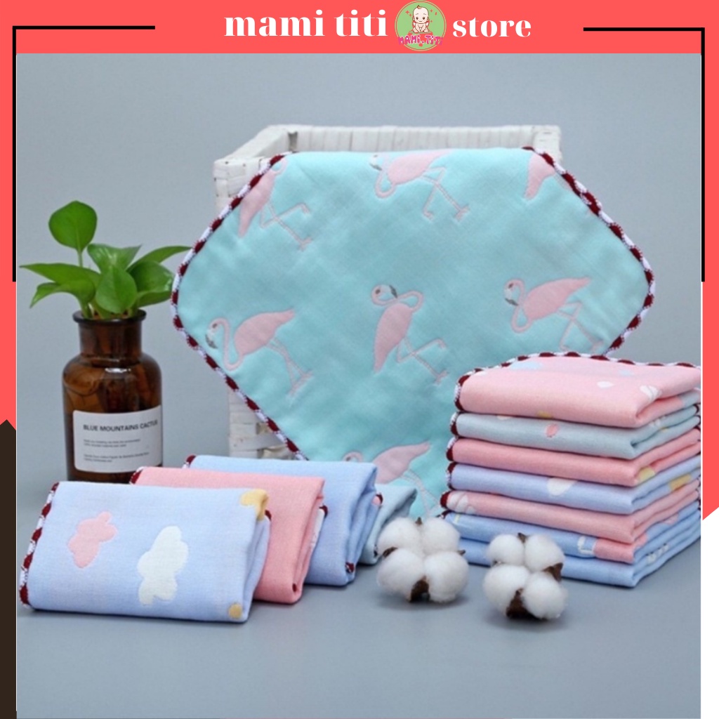Khăn sữa cho bé, Khăn xô 4 lớp cho bé họa tiết