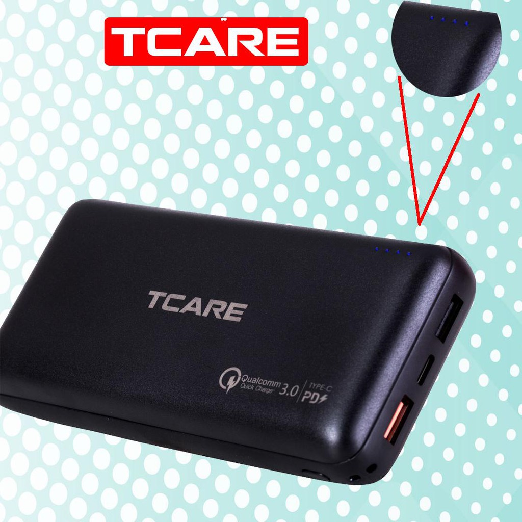 Pin sạc dự phòng 20000mAh sạc nhanh QC 3.0 Tcare T201