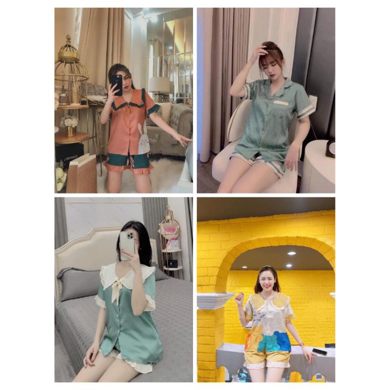 Bộ Pijama Cao Cấp Chất Lụa Gấm Lụa Mango (ẢNH THẬT)