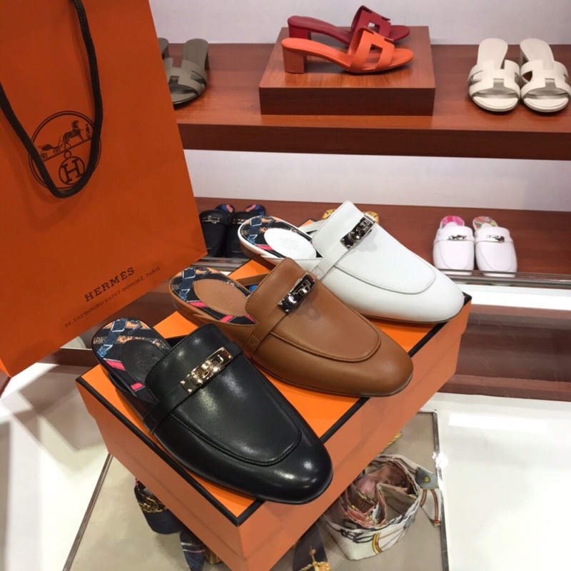 Giày sục cho nữ thương hiệu Hermes HM da thật cao cấp