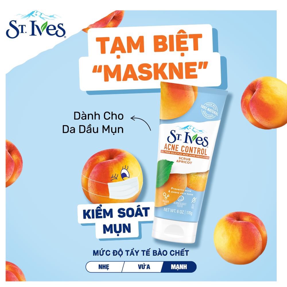 Sữa Rửa Mặt Ngăn Ngừa Mụn ST.IVES Chiết Xuất Trái Mơ 170g(NEW 2018)