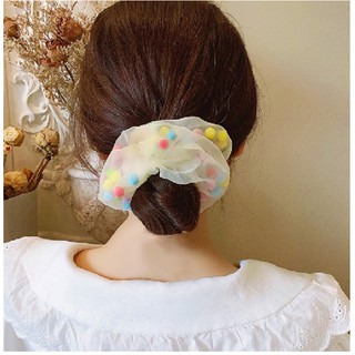 Buộc tóc SCRUNCHIES pom pom hạt to
